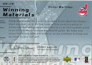 2007 SPx - Winning Materials Blue #WM-VM Victor Martinez Back