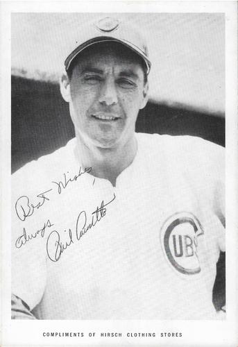 1951 Hirsch Clothing Stores Chicago Cubs B&W Premiums #NNO Phil Cavarretta Front
