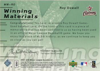 2007 SPx - Winning Materials Green #WM-RO Roy Oswalt Back