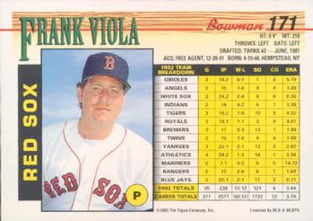 1993 Bowman #171 Frank Viola Back