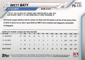 2020 Topps Pro Debut #PD-177 Brett Baty Back