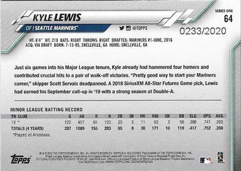 2020 Topps - Gold #64 Kyle Lewis Back