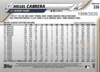 2020 Topps - Gold #336 Miguel Cabrera Back