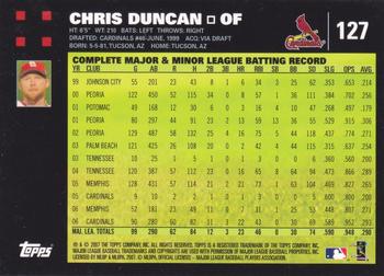 2007 Topps - 1st Edition #127 Chris Duncan Back