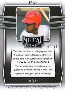 2019 Leaf Metal Draft - Base Autographs Silver #BA-IJ1 Ivan Johnson Back