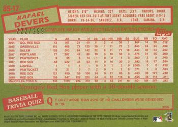 2020 Topps - 1985 Topps Baseball 35th Anniversary Black (Series One) #85-17 Rafael Devers Back