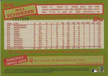 2020 Topps - 1985 Topps Baseball 35th Anniversary Black (Series One) #85-100 Max Scherzer Back