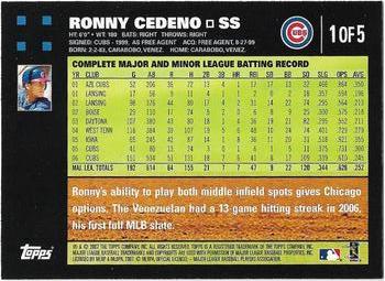 2007 Topps - Chicago Cubs #1 Ronny Cedeno Back