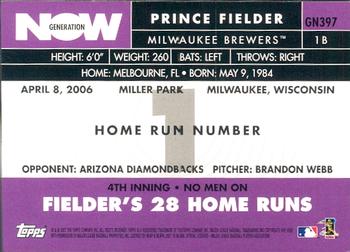 2007 Topps - Generation Now #GN397 Prince Fielder Back