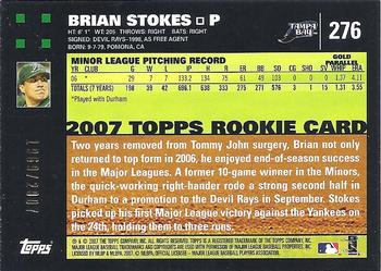 2007 Topps - Gold #276 Brian Stokes Back