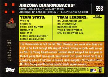 2007 Topps - Gold #598 Arizona Diamondbacks Back