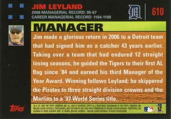2007 Topps - Red Back #610 Jim Leyland Back