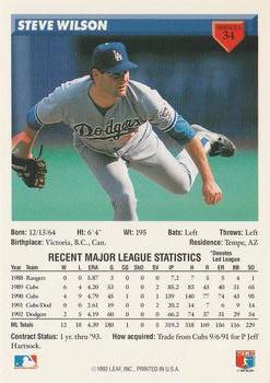 1993 Donruss #34 Steve Wilson Back