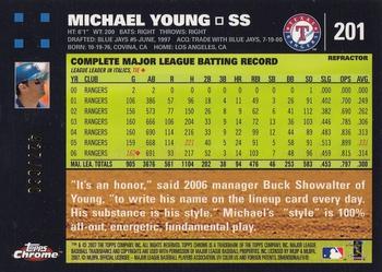 2007 Topps Chrome - White Refractors #201 Michael Young Back