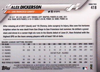 2020 Topps - Yellow #418 Alex Dickerson Back
