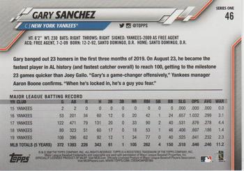 2020 Topps - Purple #46 Gary Sanchez Back