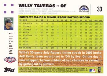 2007 Topps Opening Day - Gold #33 Willy Taveras Back