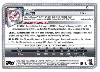 2020 Bowman Chrome #13 Aaron Judge Back