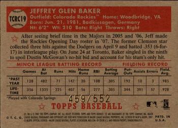 2007 Topps Rookie 1952 Edition - Chrome Refractors #TCRC19 Jeff Baker Back