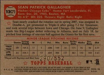 2007 Topps Rookie 1952 Edition - Chrome Refractors #TCRC71 Sean Gallagher Back