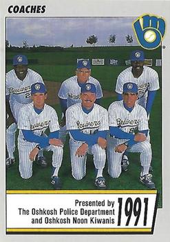 1991 Milwaukee Brewers Police - Oshkosh PD and Oshkosh Noon Kiwanis #NNO Milwaukee Brewers Coaches Front