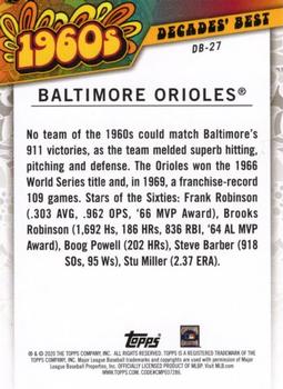 2020 Topps - Decades' Best Green (Series One) #DB-27 Baltimore Orioles Back