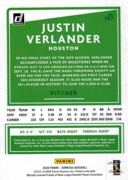 2020 Donruss - Artist Proof #157 Justin Verlander Back