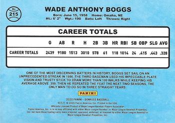 2020 Donruss - Holo Blue #215 Wade Boggs Back