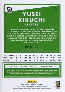 2020 Donruss - Holo Orange #194 Yusei Kikuchi Back