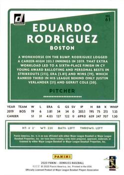 2020 Donruss - Holo Pink #61 Eduardo Rodriguez Back