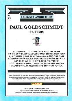 2020 Donruss - Holo Red #25 Paul Goldschmidt Back