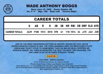 2020 Donruss - Milestone Stat Line #215 Wade Boggs Back