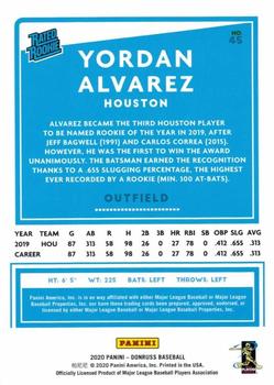 2020 Donruss - Career Stat Line #45 Yordan Alvarez Back