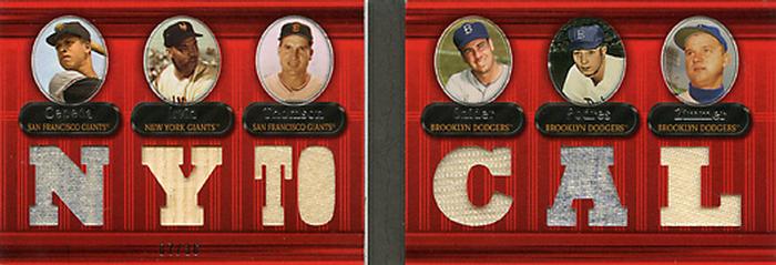 2007 Topps Triple Threads - Relics Combos Double #45 Orlando Cepeda / Monte Irvin / Bobby Thomson / Duke Snider / Johnny Podres / Don Zimmer Front