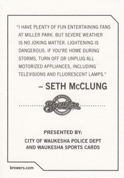 2009 Milwaukee Brewers Police - City of Waukesha Police Dept. and Waukesha Sports Cards #NNO Seth McClung Back