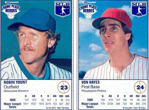 1987 Kraft Home Plate Heroes - Panels #23 / 24 Robin Yount / Von Hayes Front