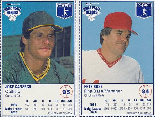 1987 Kraft Home Plate Heroes - Panels #34 / 35 Pete Rose / Jose Canseco Front