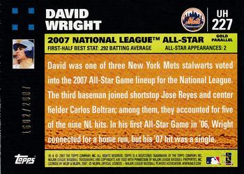 2007 Topps Updates & Highlights - Gold #UH227 David Wright Back