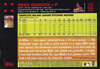 2007 Topps Updates & Highlights - Red Back #UH55 Mike Maroth Back