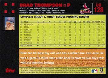 2007 Topps Updates & Highlights - Red Back #UH128 Brad Thompson Back