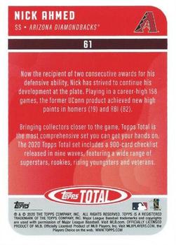2020 Topps Total #61 Nick Ahmed Back