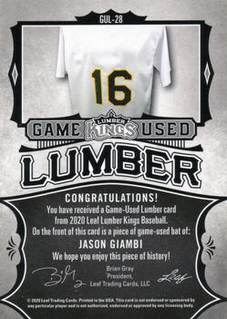 2020 Leaf Lumber Kings - Game Used Lumber Relics #GUL-28 Jason Giambi Back
