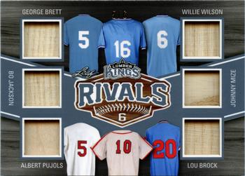 2020 Leaf Lumber Kings - Rivals Relics Platinum #R-07 George Brett / Willie Wilson / Bo Jackson / Albert Pujols / Lou Brock / Johnny Mize Front