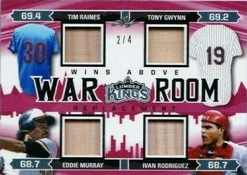 2020 Leaf Lumber Kings - W.A.R. Room Relics Red #WR-08 Tim Raines / Tony Gwynn / Eddie Murray / Ivan Rodriguez Front