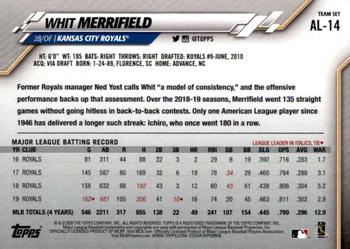 2020 Topps American League Standouts #AL-14 Whit Merrifield Back