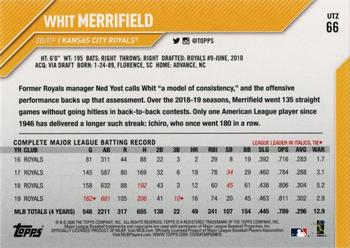 2020 Topps Utz #66 Whit Merrifield Back