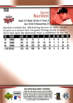 2007 Upper Deck - Gold #150 Jason Bartlett Back