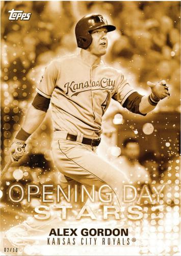 2018 Topps Opening Day Opening Day Stars 5x7 - Gold 5x7 #ODS-AG Alex Gordon Front