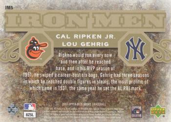 2007 Upper Deck - Iron Men #IM5 Cal Ripken Jr. / Lou Gehrig Back