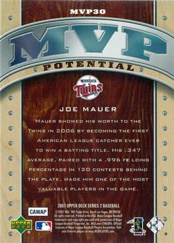2007 Upper Deck - MVP Potential #MVP30 Joe Mauer Back